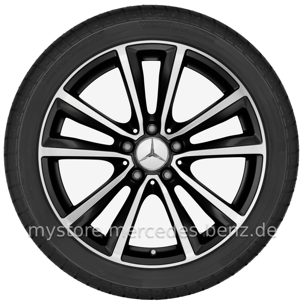 Mercedes-Benz Original Sommer-Komplettrad 5-Doppelspeichen schwarz glanzgedreht  <span class=